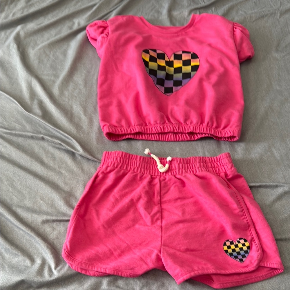 Jessica Simpson Pink and Black Heart Pajama Set